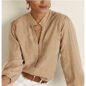 Soft Surroundings River Valley Tunic Womens Medium Sandy Tan Boho Hippie‎